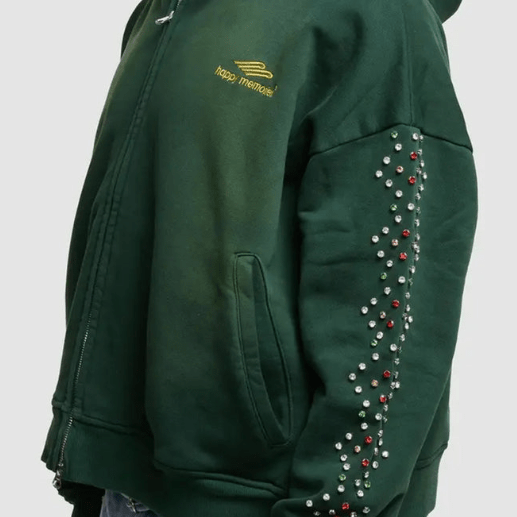 HMDD Crystal Zip Up Hoodie Green by HMDD - NWAHype No.1 for streetwear Hoodies in USA