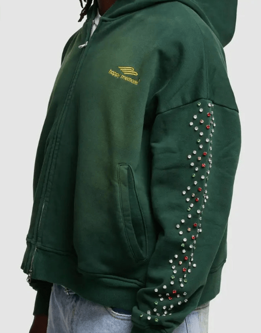 HMDD Crystal Zip Up Hoodie Green by HMDD - NWAHype No.1 for streetwear Hoodies in USA