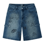 HMDD Graffiti Jean Shorts Blue by HMDD - NWAHype No.1 for streetwear Shorts in USA