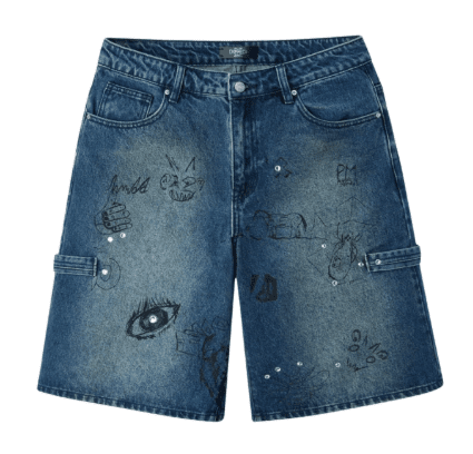 HMDD Graffiti Jean Shorts Blue by HMDD - NWAHype No.1 for streetwear Shorts in USA