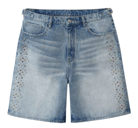 HMDD H Star Crystal Jean Shorts Blue by HMDD - NWAHype No.1 for streetwear Shorts in USA