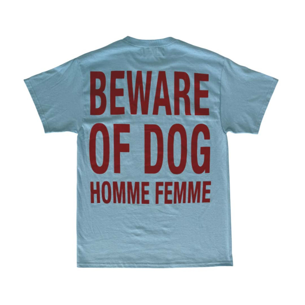 Homme Femme Beware of Dog Light Blue Tee by Homme Femme - NWAHYPE No.1 for streetwear T-Shirts in USA