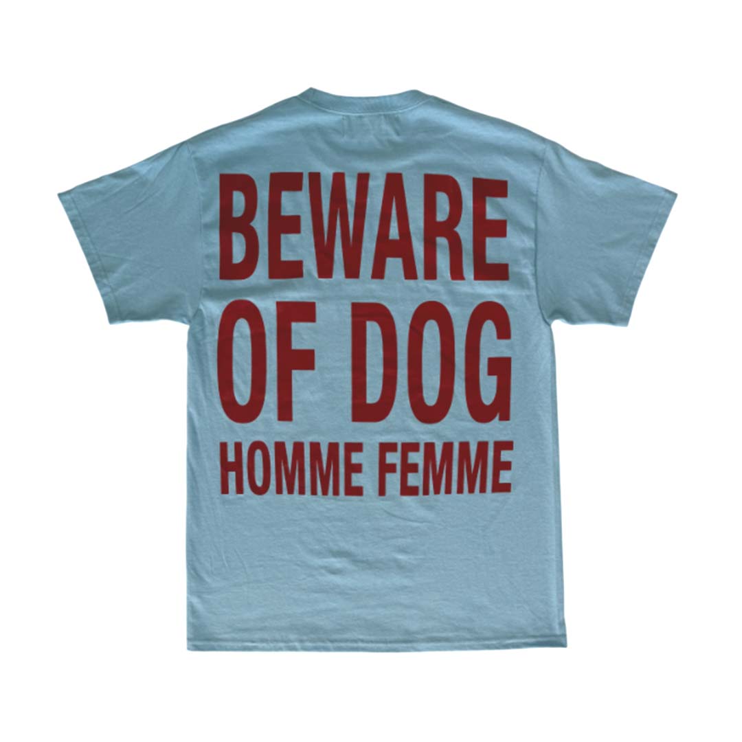 Homme Femme Beware of Dog Light Blue Tee by Homme Femme - NWAHYPE No.1 for streetwear T-Shirts in USA