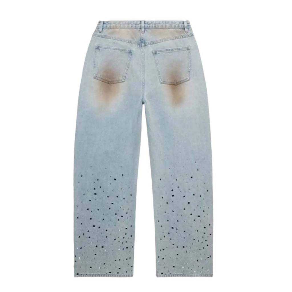 Homme Femme Crushed Ice Distressed Blue Denim Jeans by Homme Femme - NWAHYPE No.1 for streetwear Pants in USA