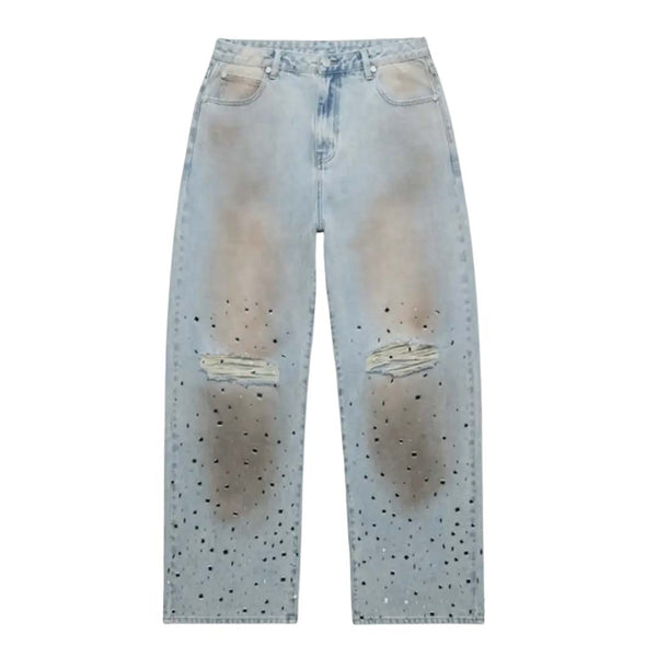 Homme Femme Crushed Ice Distressed Blue Denim Jeans by Homme Femme - NWAHYPE No.1 for streetwear Pants in USA