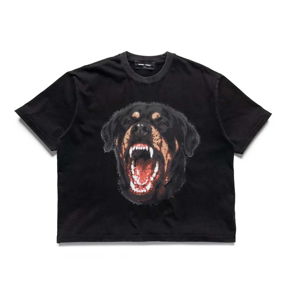 Homme Femme Digital Rottweiler Beware Of Dog Black Tee by Homme Femme - NWAHYPE No.1 for streetwear T-Shirts in USA