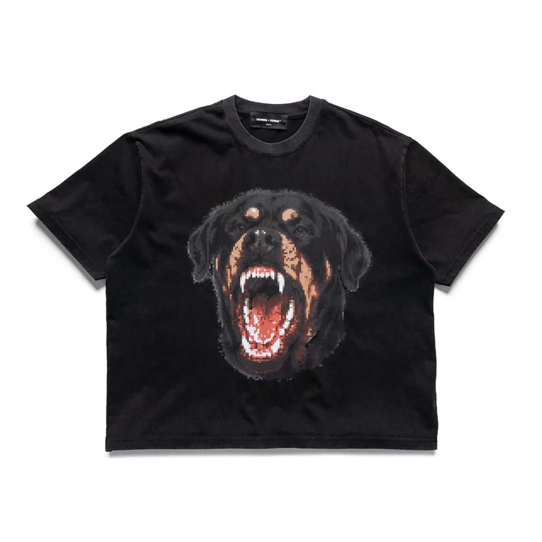 Homme Femme Digital Rottweiler Beware Of Dog Black Tee by Homme Femme - NWAHYPE No.1 for streetwear T-Shirts in USA