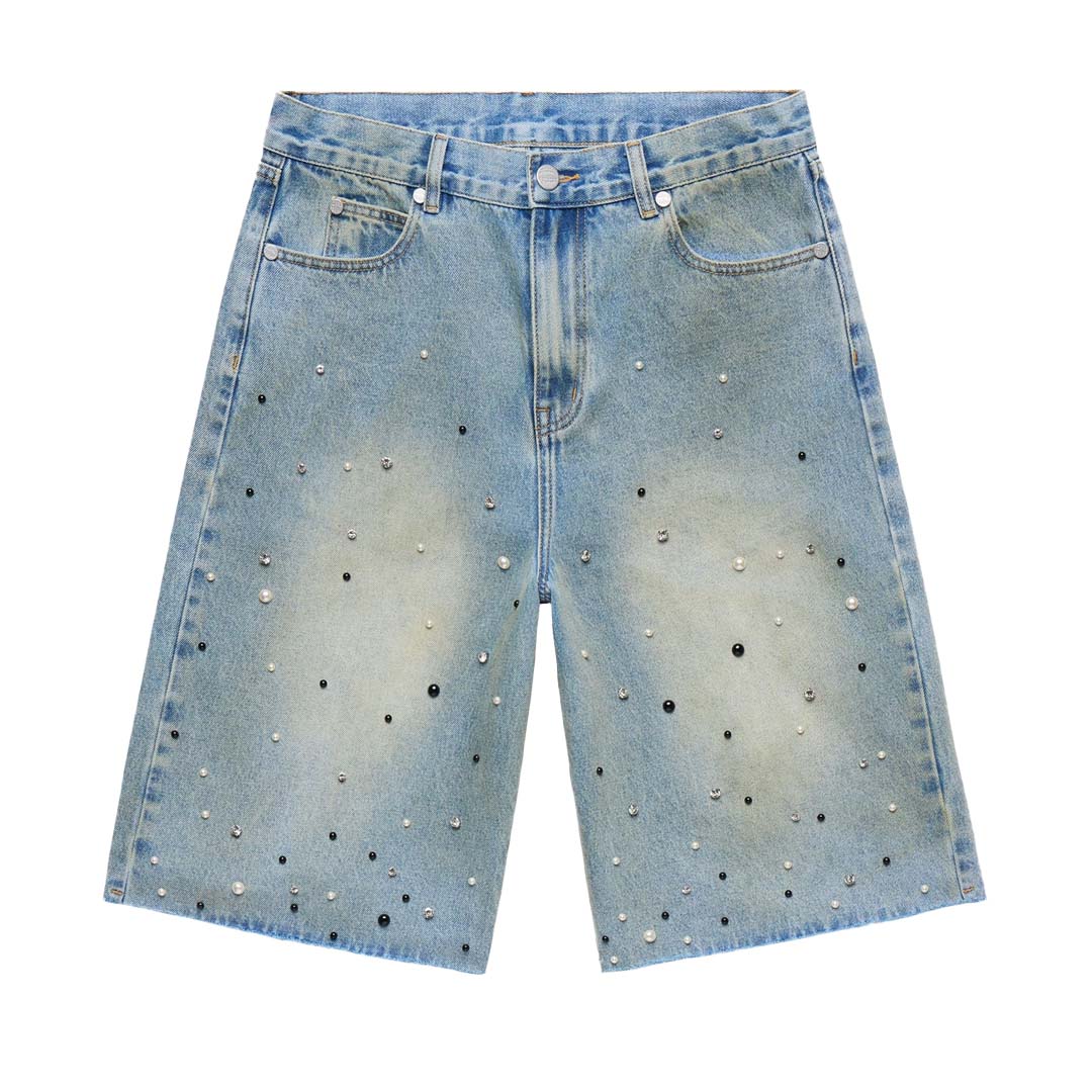 Homme Femme Gemstone Denim Shorts Blue by Homme Femme - NWAHype 1 for streetwear Shorts in USA