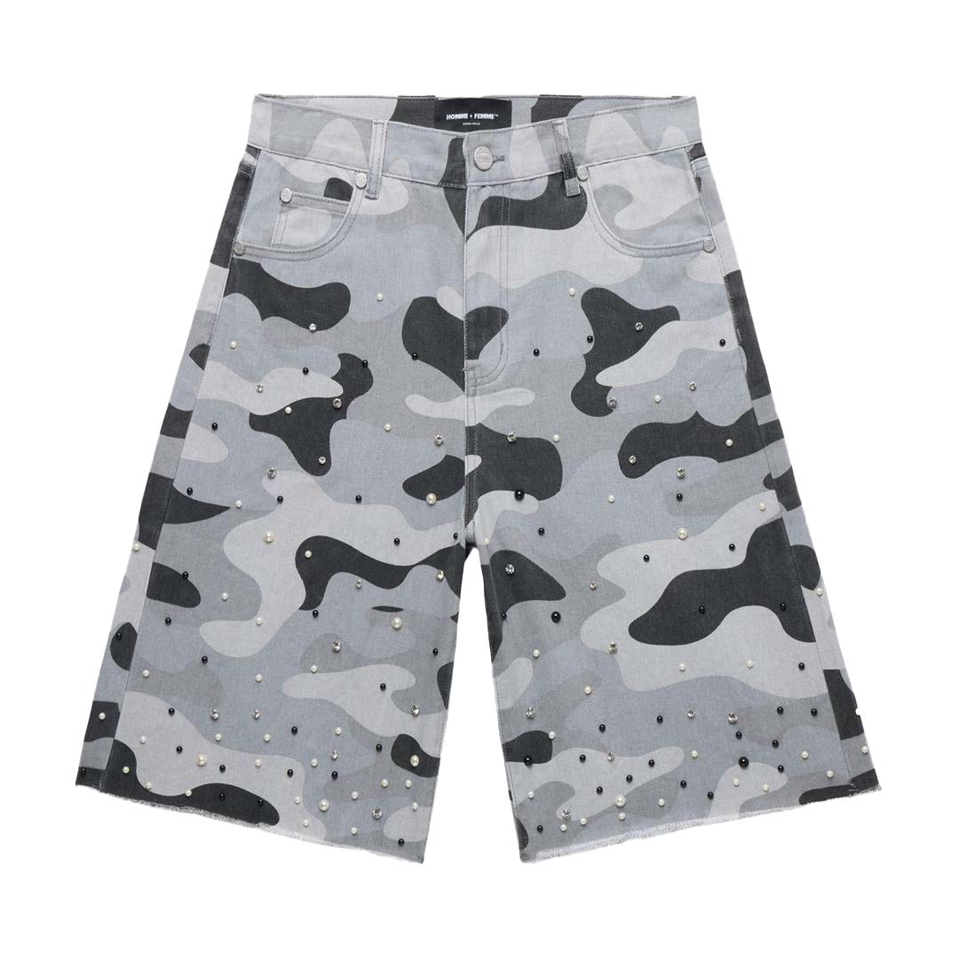 Homme Femme Gemstone Snow Camo Denim Shorts by Homme Femme - NWAHype 1 for streetwear Shorts in USA