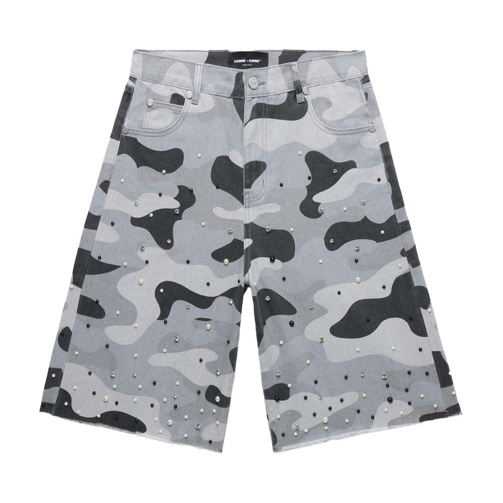 Homme Femme Gemstone Snow Camo Denim Shorts by Homme Femme - NWAHype 1 for streetwear Shorts in USA