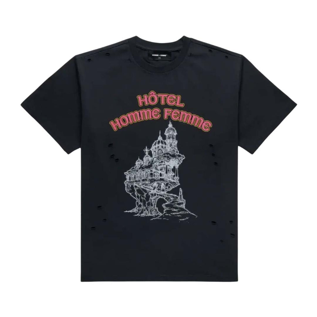 Homme Femme Grand Hotel Black Distressed Tee by Homme Femme - NWAHYPE No.1 for streetwear T-Shirts in USA