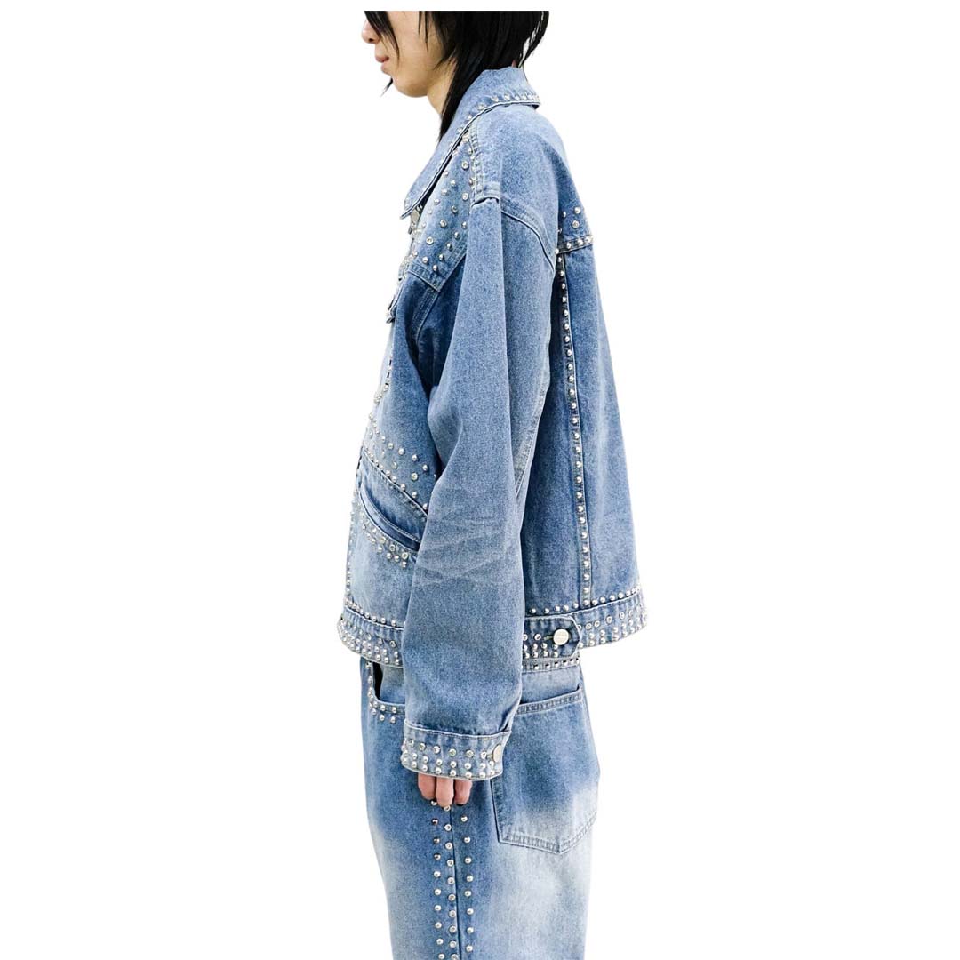 Homme Femme Ornament Blue Denim Jacket by Homme Femme - NWAHYPE No.1 for streetwear Hoodies in USA