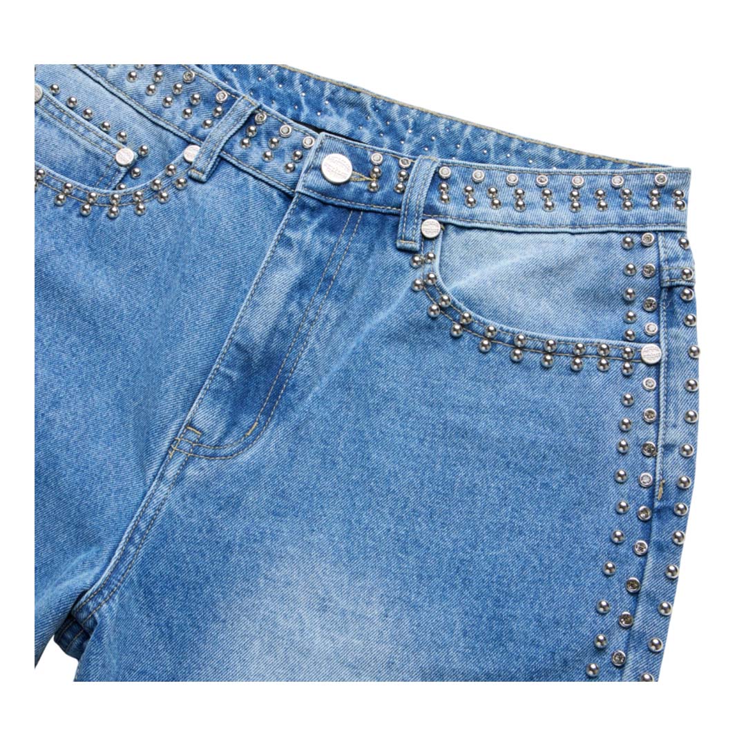 Homme Femme Ornament Studded Blue Denim Jeans by Homme Femme - NWAHYPE No.1 for streetwear Pants in USA