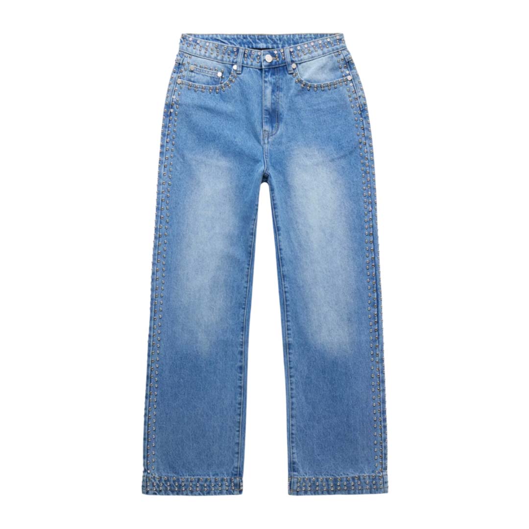 Homme Femme Ornament Studded Blue Denim Jeans by Homme Femme - NWAHYPE No.1 for streetwear Pants in USA