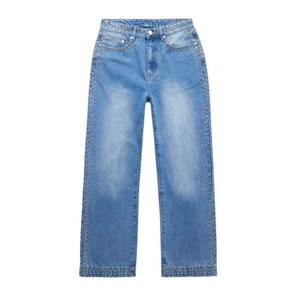 Homme Femme Ornament Studded Blue Denim Jeans by Homme Femme - NWAHYPE No.1 for streetwear Pants in USA