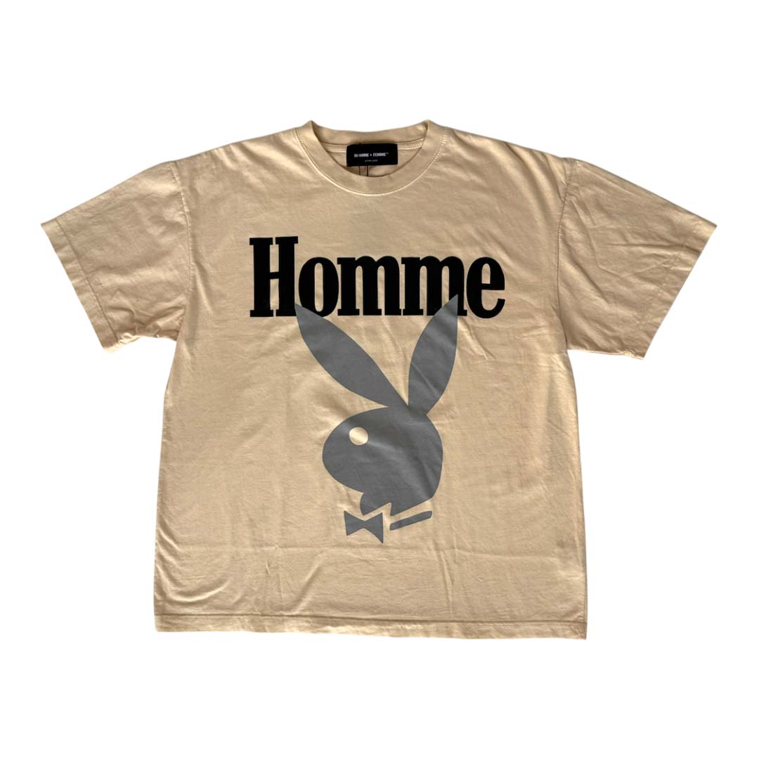 Homme Femme Playboy Cream Black Grey Tee by Homme Femme - NWAHYPE No.1 for streetwear T-Shirts in USA