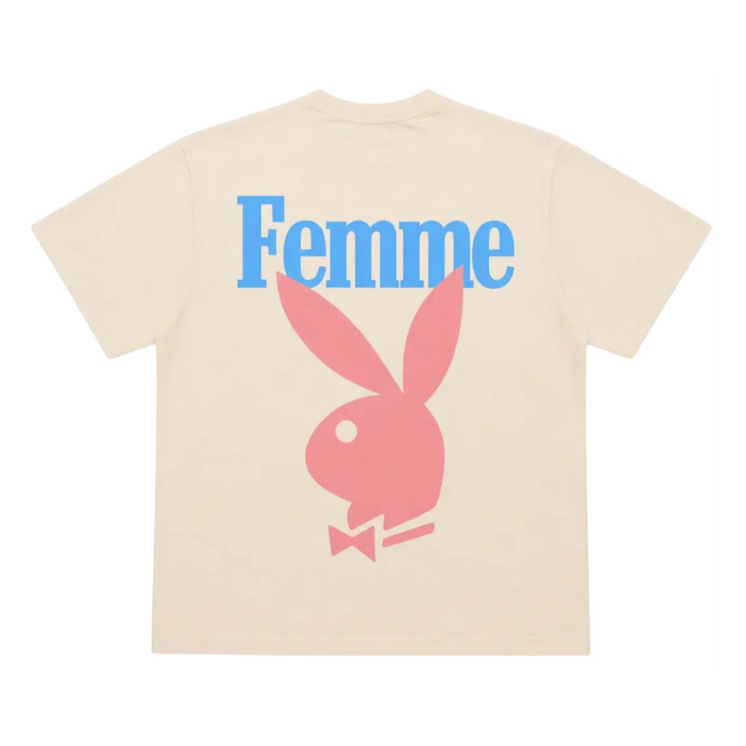 Homme Femme Playboy Cream Blue Pink Tee by Homme Femme - NWAHYPE No.1 for streetwear T-Shirts in USA