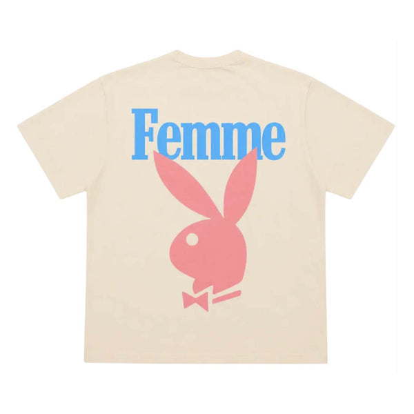 Homme Femme Playboy Cream Blue Pink Tee by Homme Femme - NWAHYPE No.1 for streetwear T-Shirts in USA