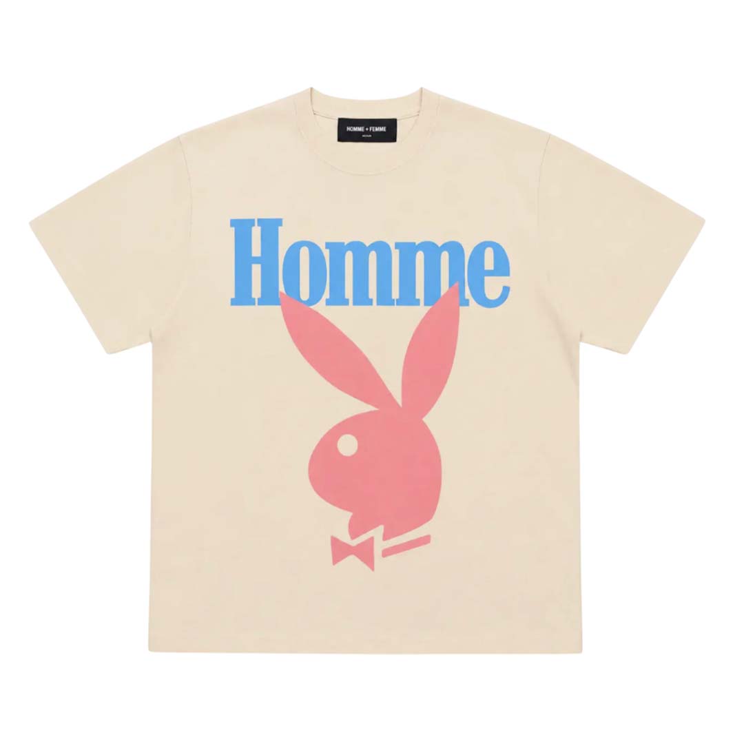 Homme Femme Playboy Cream Blue Pink Tee by Homme Femme - NWAHYPE No.1 for streetwear T-Shirts in USA