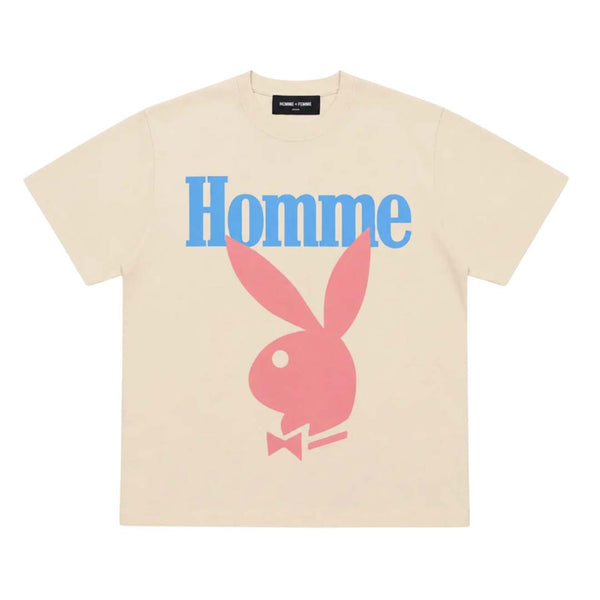 Homme Femme Playboy Cream Blue Pink Tee by Homme Femme - NWAHYPE No.1 for streetwear T-Shirts in USA