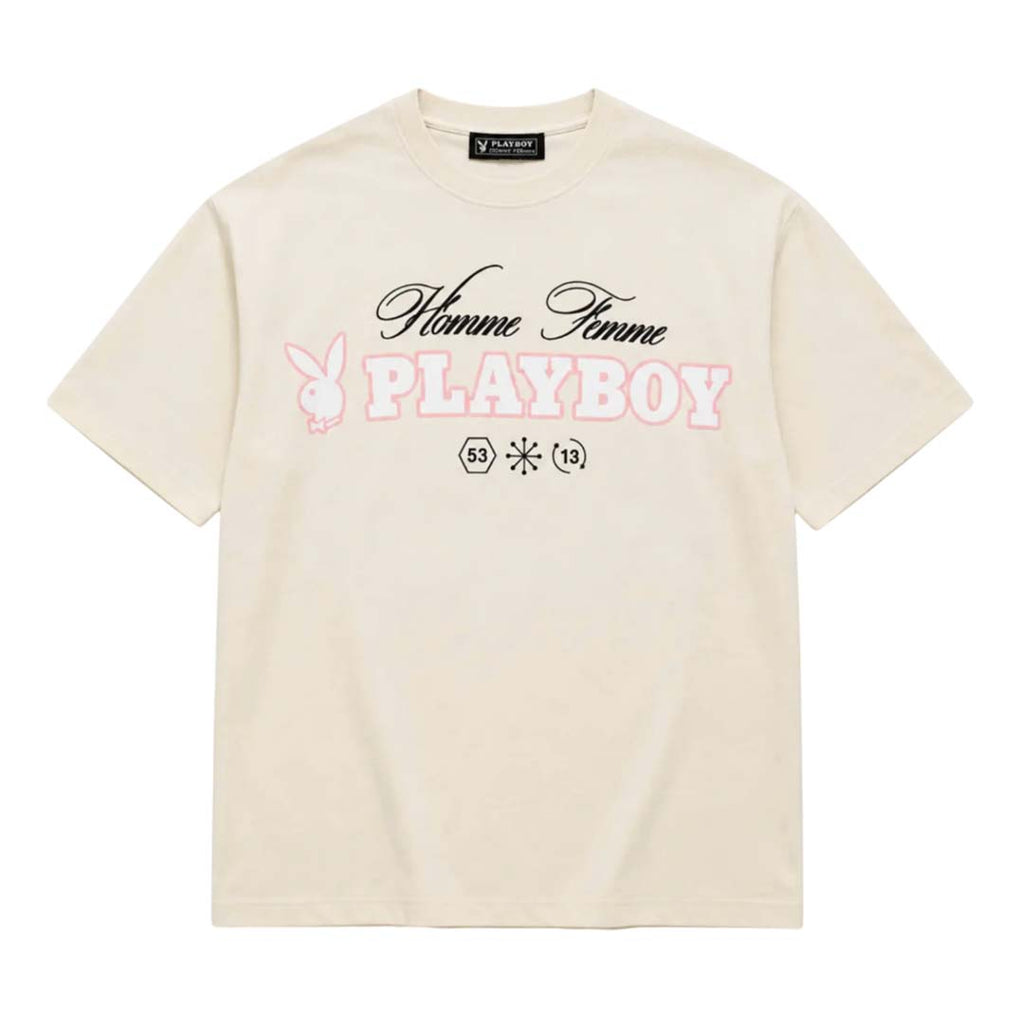 Homme Femme Playboy Spell Out Cream Pink Tee by Homme Femme - NWAHYPE No.1 for streetwear T-Shirts in USA