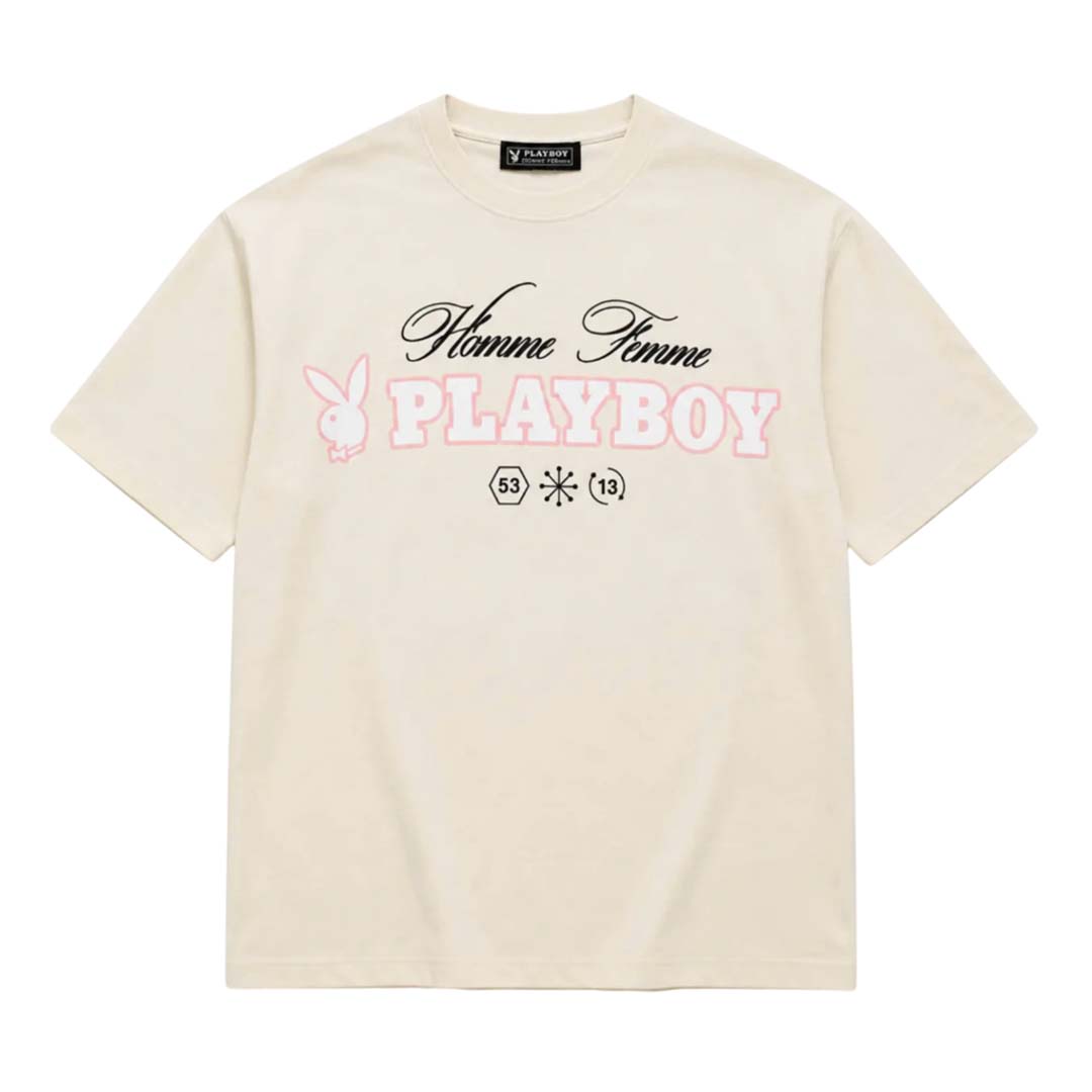 Homme Femme Playboy Spell Out Cream Pink Tee by Homme Femme - NWAHYPE No.1 for streetwear T-Shirts in USA