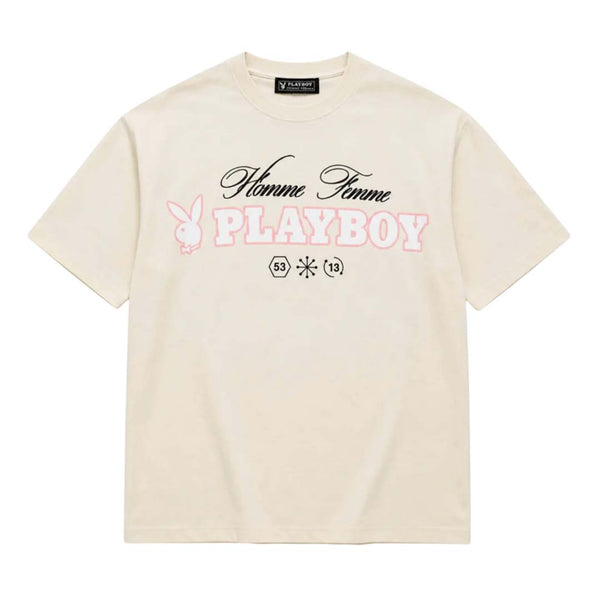 Homme Femme Playboy Spell Out Cream Pink Tee by Homme Femme - NWAHYPE No.1 for streetwear T-Shirts in USA