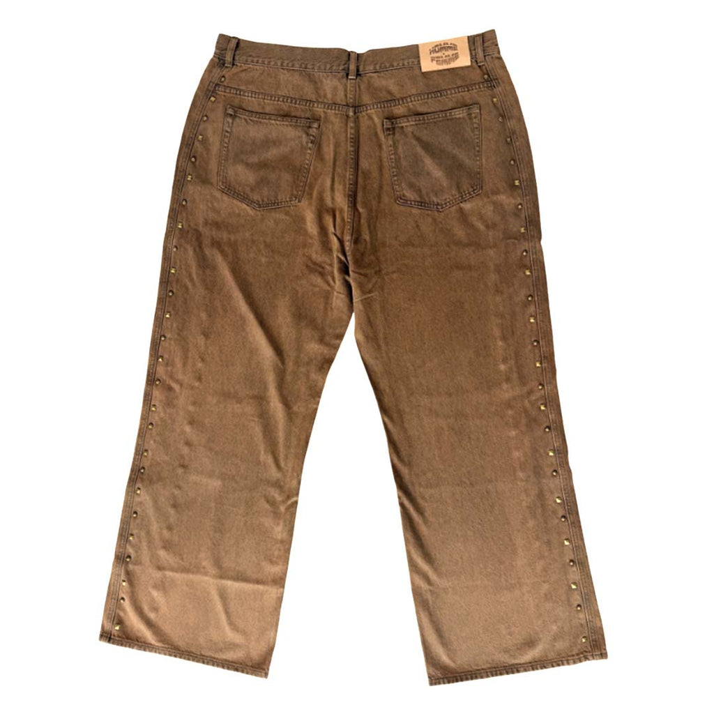 Homme Femme Studded Brown Denim Jeans by Homme Femme - NWAHYPE No.1 for streetwear Pants in USA