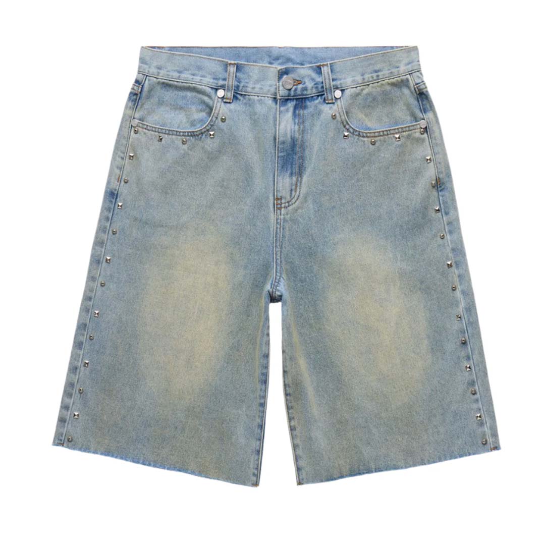 Homme Femme Studded Denim Shorts Blue by Homme Femme - NWAHype 1 for streetwear Shorts in USA