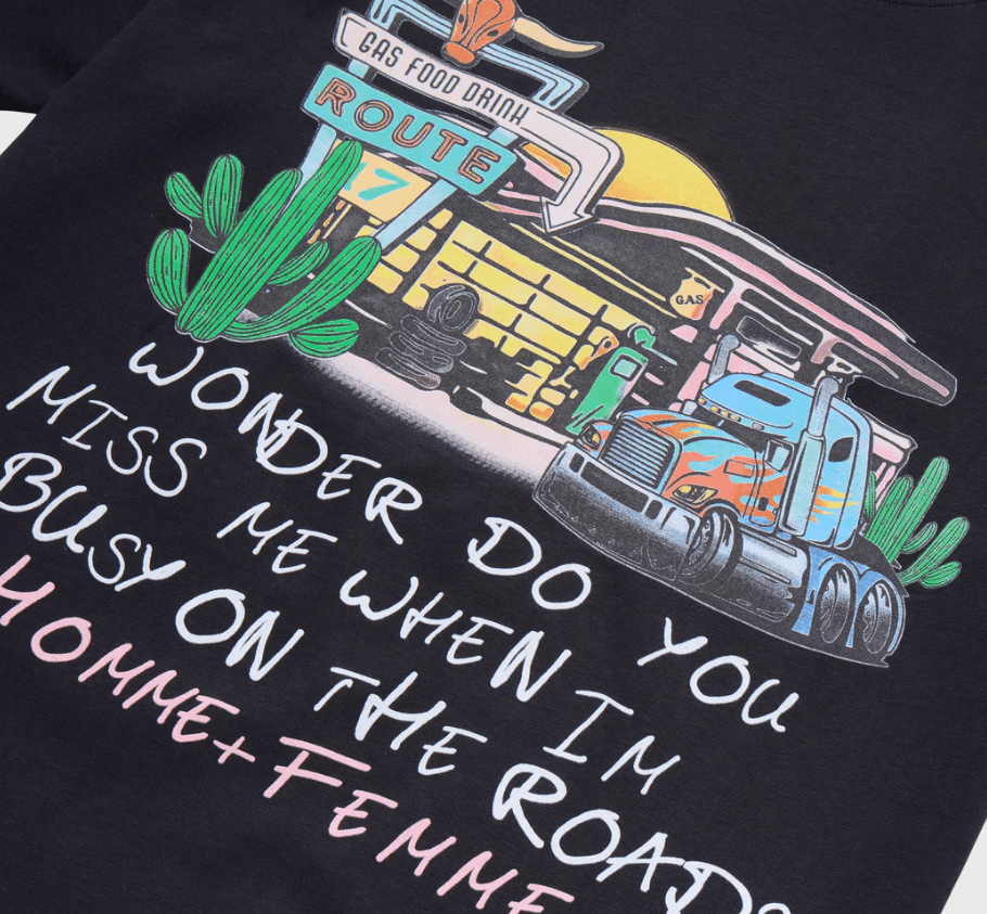 Homme Femme Truck Stop Tee Black by Homme Femme - NWAHype 1 for streetwear T-Shirts in USA