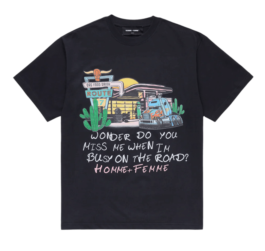 Homme Femme Truck Stop Tee Black by Homme Femme - NWAHype 1 for streetwear T-Shirts in USA