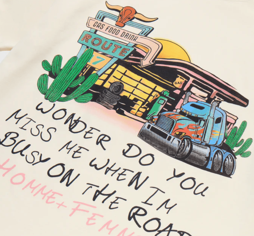 Homme Femme Truck Stop Tee Cream by Homme Femme - NWAHype 1 for streetwear T-Shirts in USA