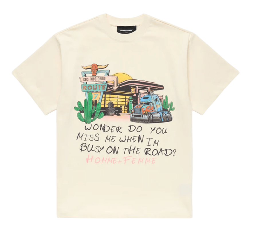 Homme Femme Truck Stop Tee Cream by Homme Femme - NWAHype 1 for streetwear T-Shirts in USA