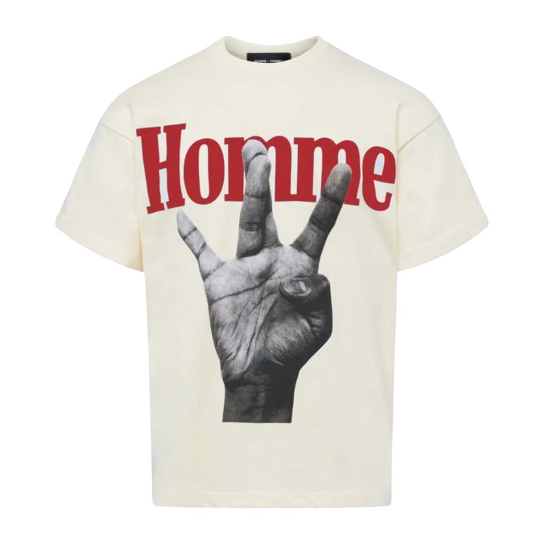 Homme Femme Twisted Fingers Cream Red Tee by Homme Femme - NWAHYPE No.1 for streetwear T-Shirts in USA