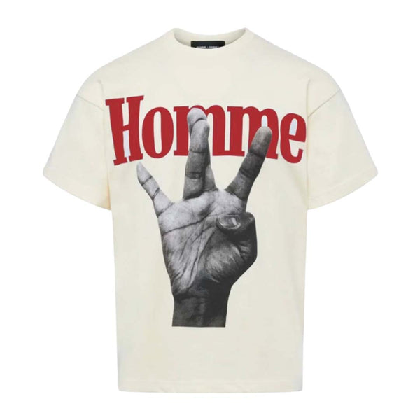 Homme Femme Twisted Fingers Cream Red Tee by Homme Femme - NWAHYPE No.1 for streetwear T-Shirts in USA