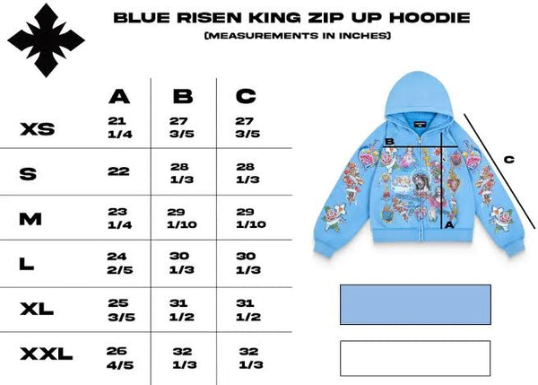 Righteous Risen King Cropped Zip Up Hoodie Blue