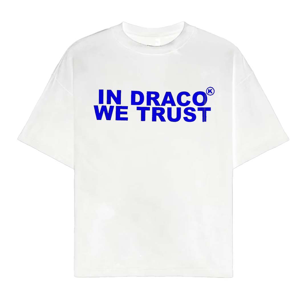 Kixkz In Draco We Trust Tee White Blue by Kixkz Clothing - NWAHYPE No.1 for streetwear T-Shirts in USA