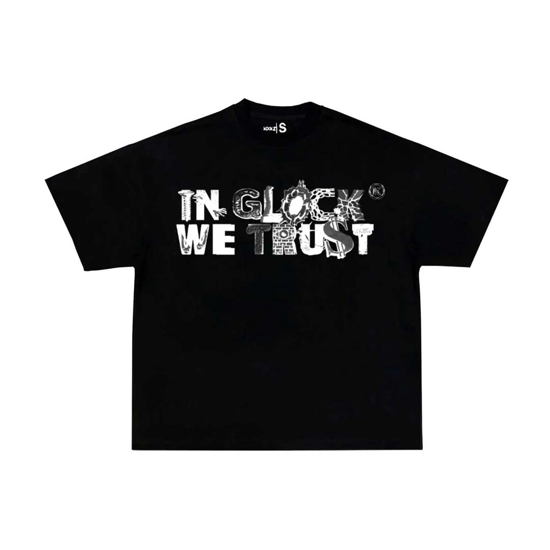 Kixkz In Glock We Trust Scrapyard Black Tee by Kixkz Clothing - NWAHYPE No.1 for streetwear T-Shirts in USA