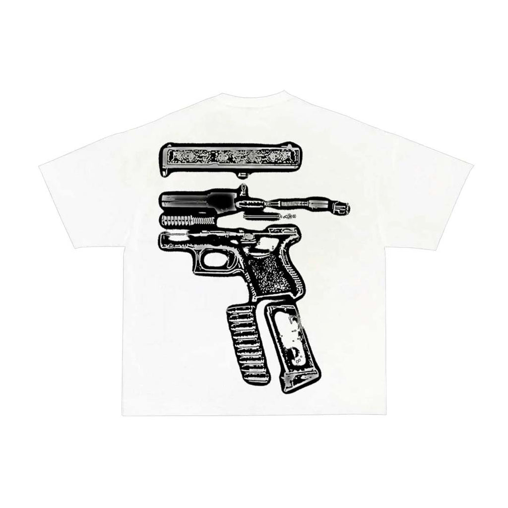 Kixkz In Glock We Trust Scrapyard White Tee by Kixkz Clothing - NWAHYPE No.1 for streetwear T-Shirts in USA