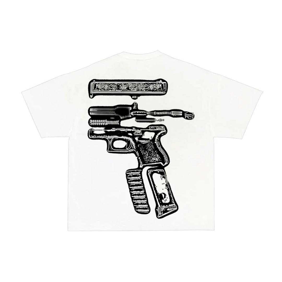 Kixkz In Glock We Trust Scrapyard White Tee by Kixkz Clothing - NWAHYPE No.1 for streetwear T-Shirts in USA