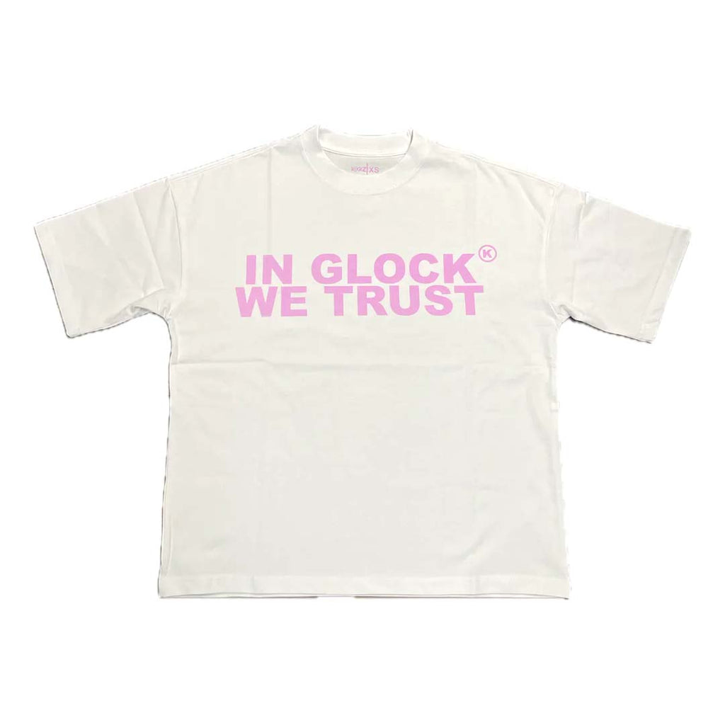 Kixkz In Glock We Trust Tee White Pink by Kixkz Clothing - NWAHYPE No.1 for streetwear T-Shirts in USA