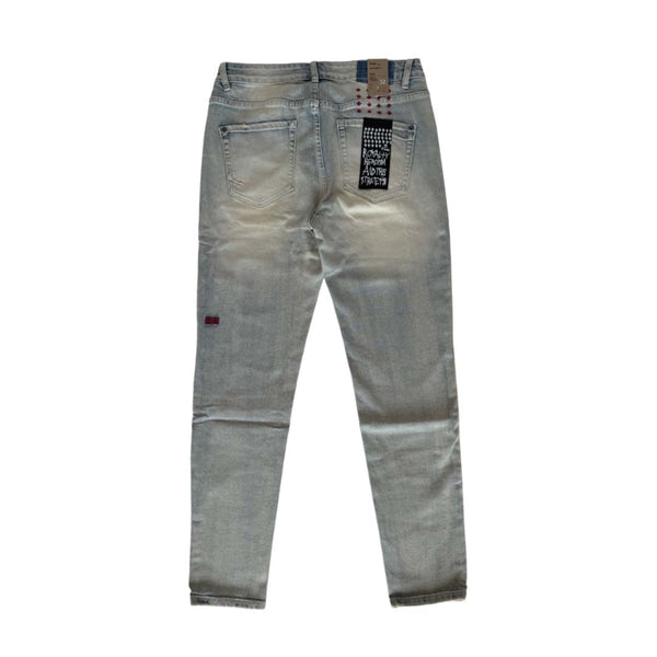 Ksubi Van Winkle Red Embroidered Skinny Jeans Light Wash by Ksubi - NWAHYPE No.1 for streetwear Pants in USA
