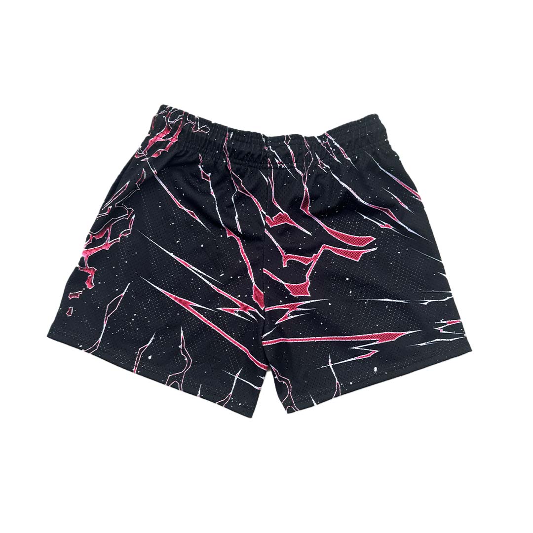 Lost Hills Black Red Bolt Mesh Shorts by Lost Hills - NWAHype 1 for streetwear Shorts in USA