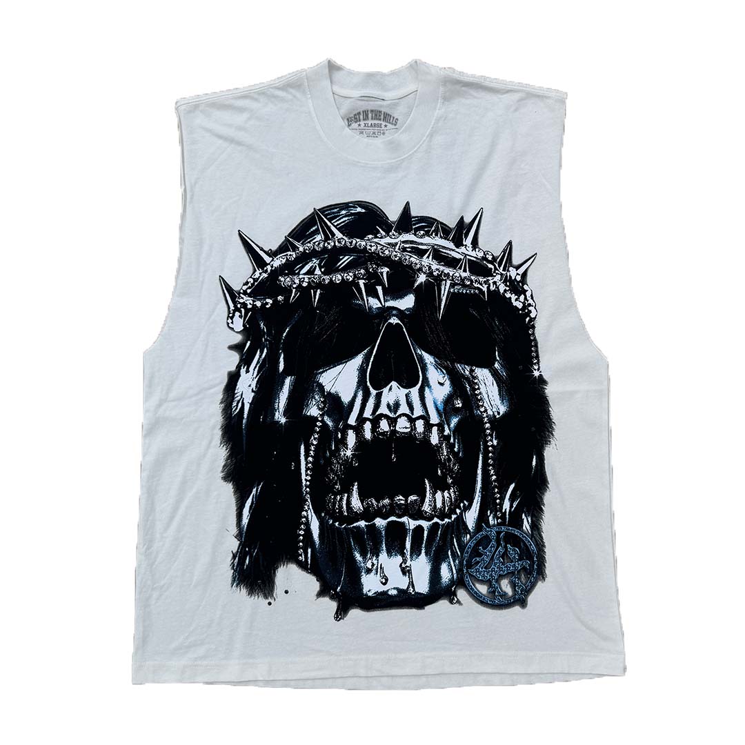 Lost Hills Flames Sleeveless Tee White by Lost Hills - NWAHype 1 for streetwear T-Shirts in USA