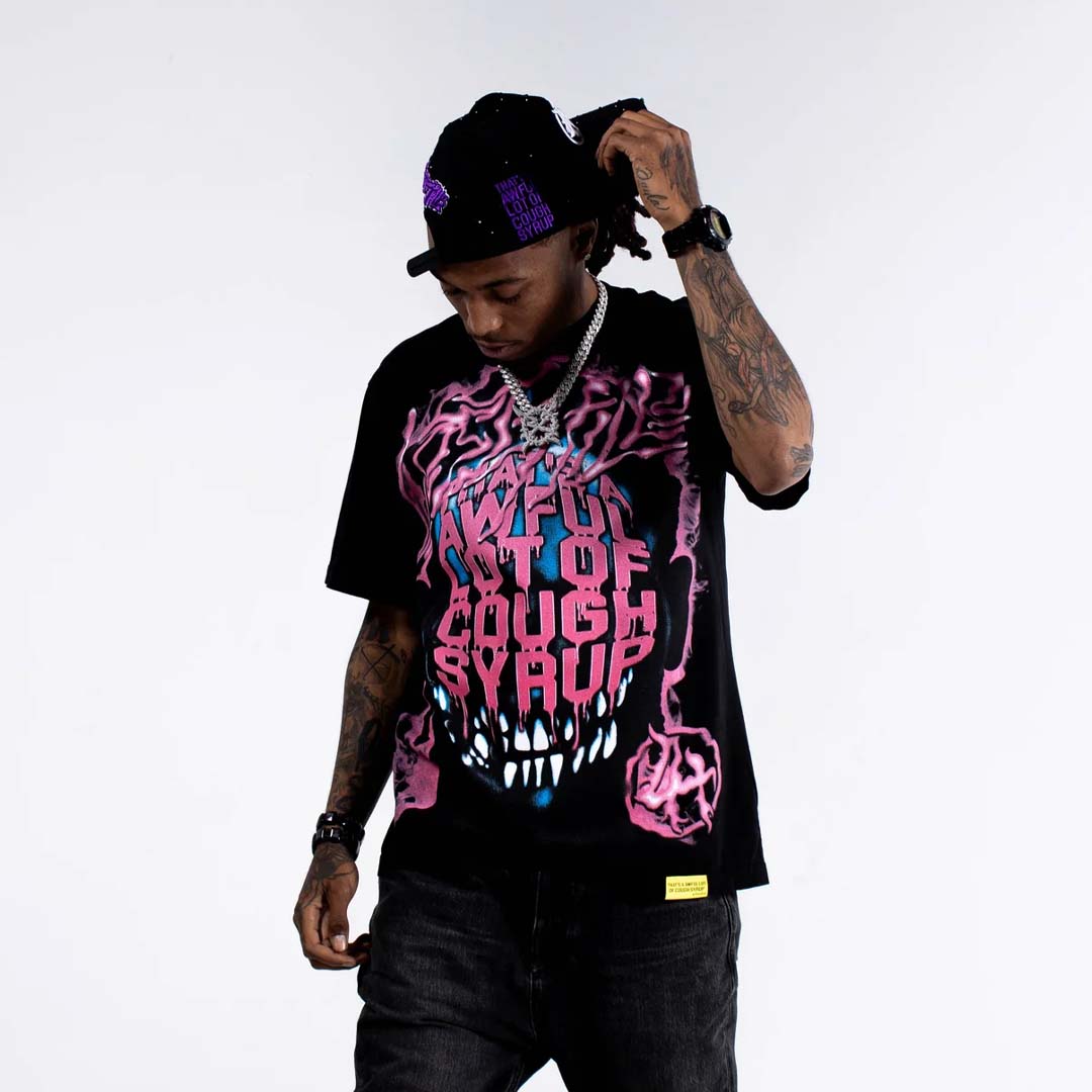 Lost Hills x Cough Syrup Head Tee Black by Lost Hills - NWAHype 1 for streetwear T-Shirts in USA