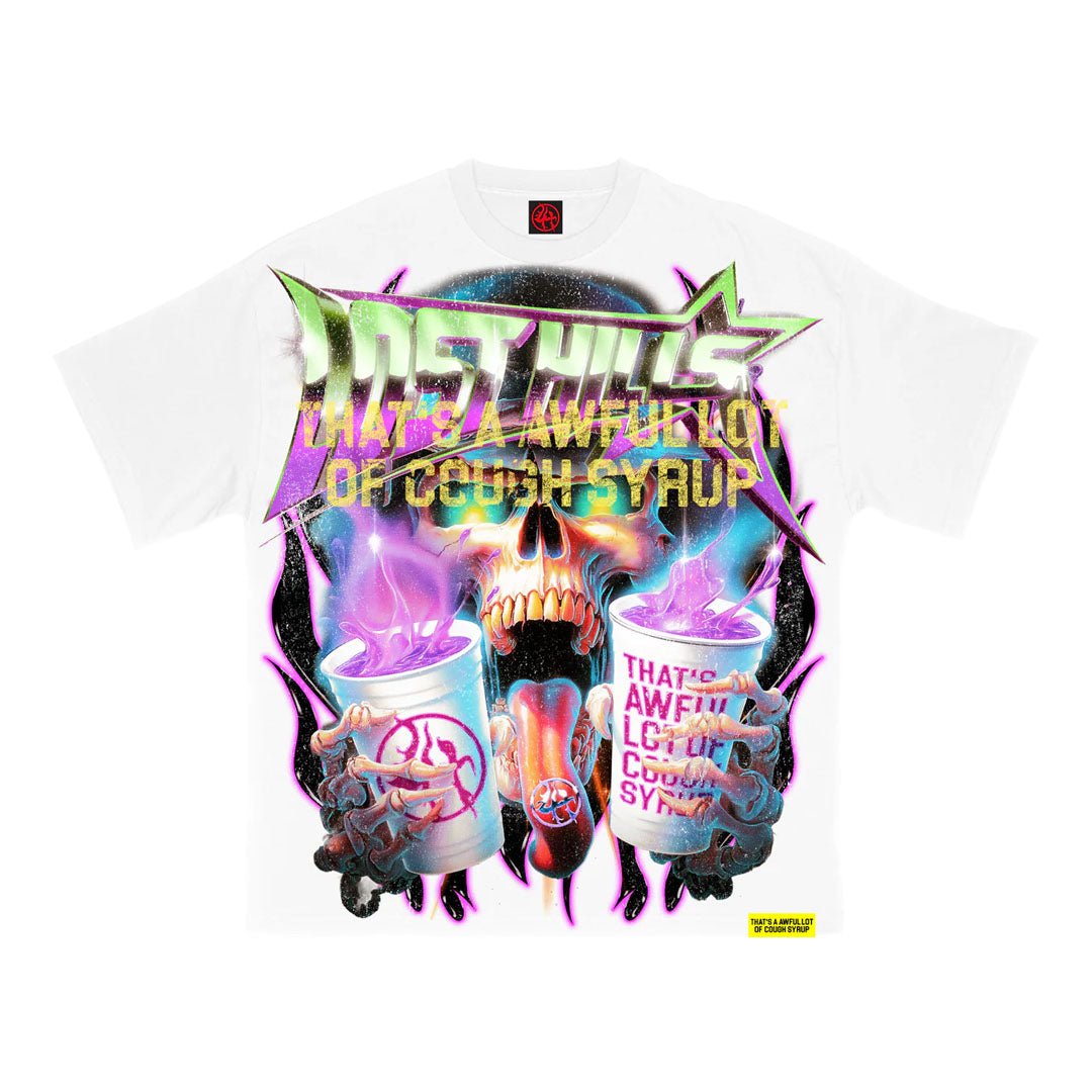 Lost Hills x Cough Syrup Skull Tee White by Lost Hills - NWAHype 1 for streetwear T-Shirts in USA