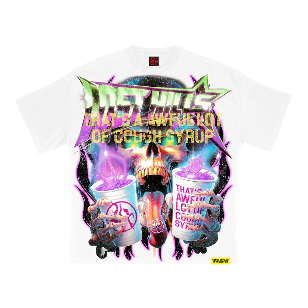 Lost Hills x Cough Syrup Skull Tee White by Lost Hills - NWAHype 1 for streetwear T-Shirts in USA