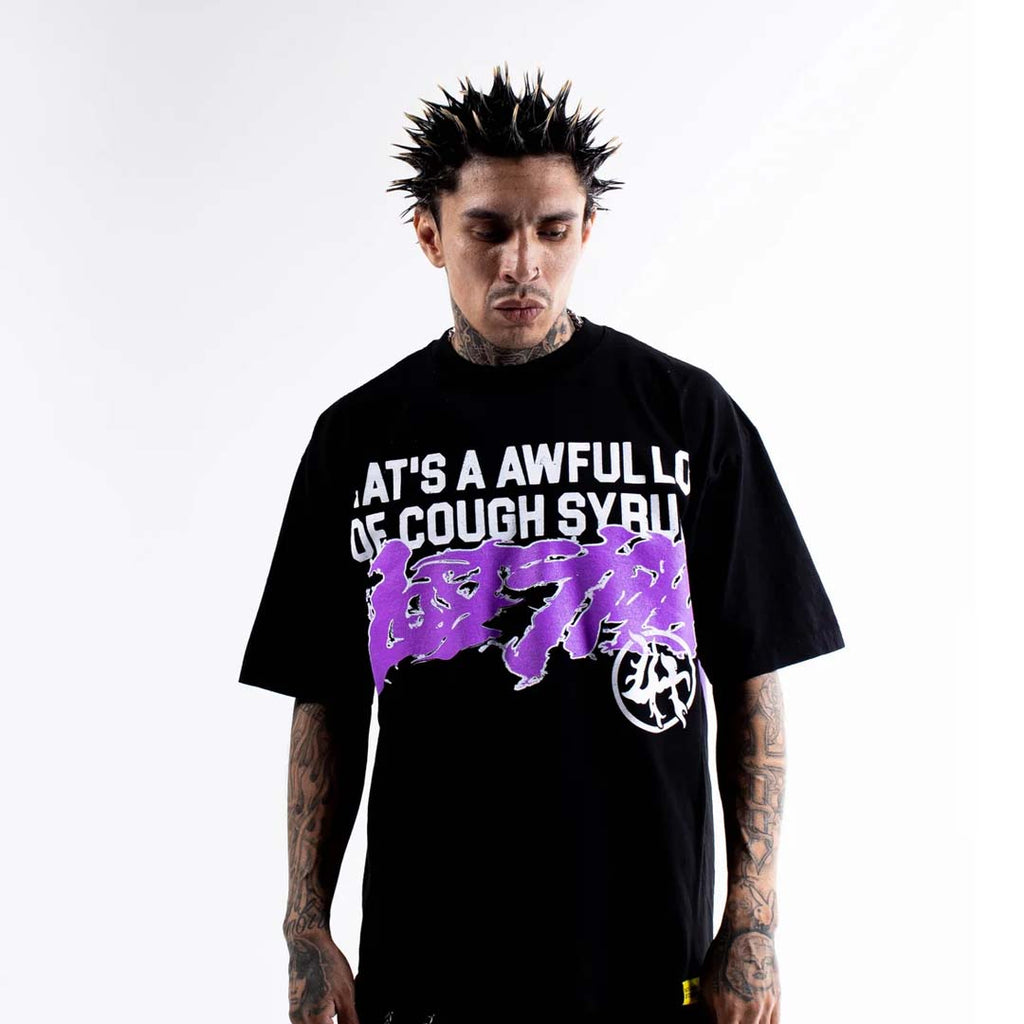 Lost Hills x Cough Syrup Spell Out Tee Black by Lost Hills - NWAHype 1 for streetwear T-Shirts in USA