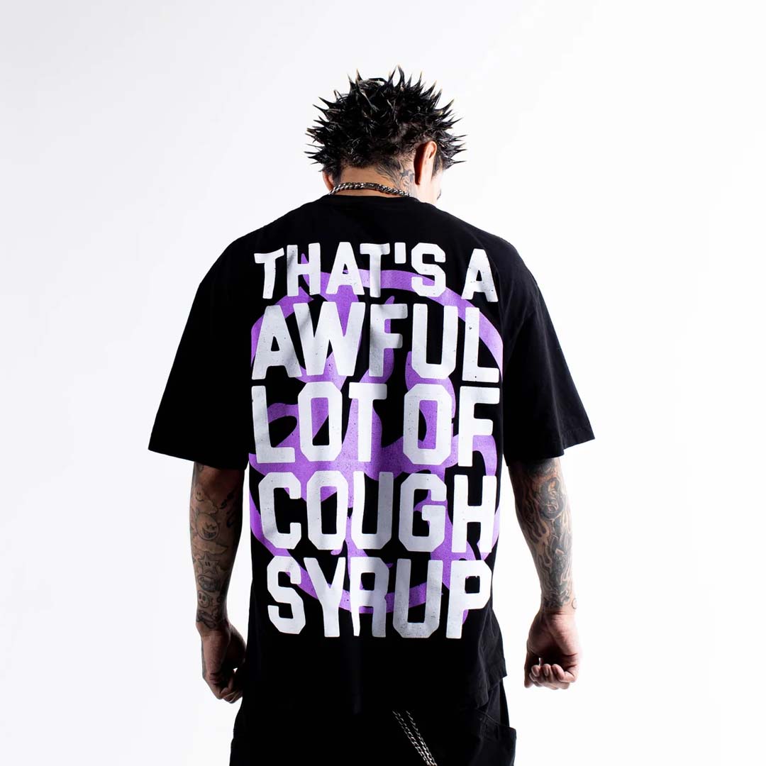Lost Hills x Cough Syrup Spell Out Tee Black by Lost Hills - NWAHype 1 for streetwear T-Shirts in USA