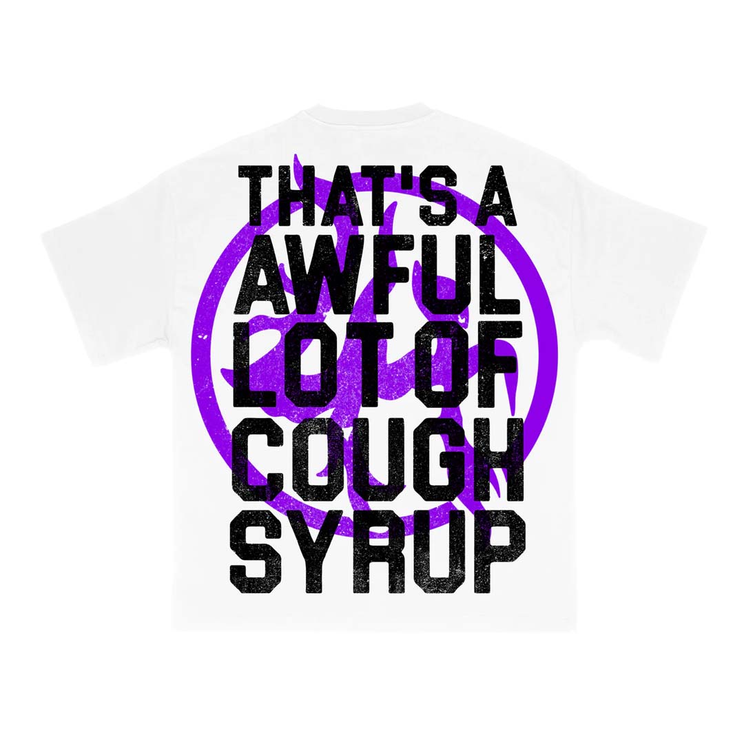 Lost Hills x Cough Syrup Spell Out Tee White by Lost Hills - NWAHype 1 for streetwear T-Shirts in USA